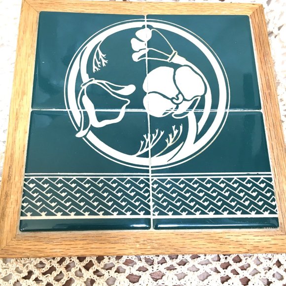 Trivet C Engelbrecht Alaskan Sand Carved Floral Art Tile Vtg ‘90 - Picture 6 of 7